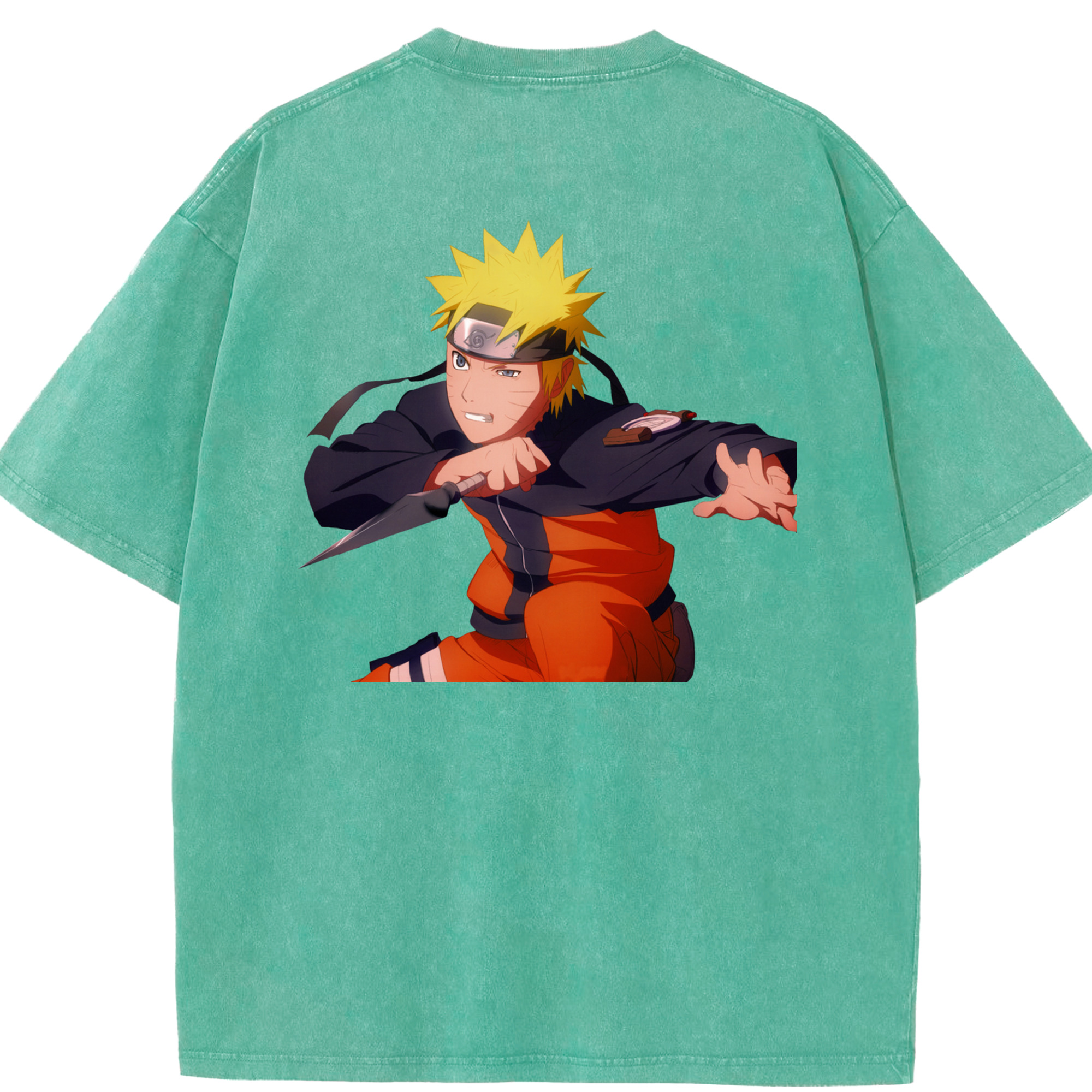 （画像用） NARUTO -ナルト- うずまき ナルト Uzumaki Naruto 綿100% ヴィンテージ風 半袖Tシャツ（背面プリント）